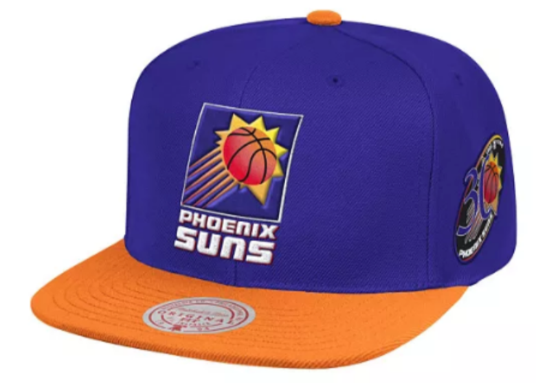 Men's Phoenix Suns Mitchell & Ness Purple/Orange NBA Patches 2 Tone Snapback Adjustable Hat - Pro Jersey Sports