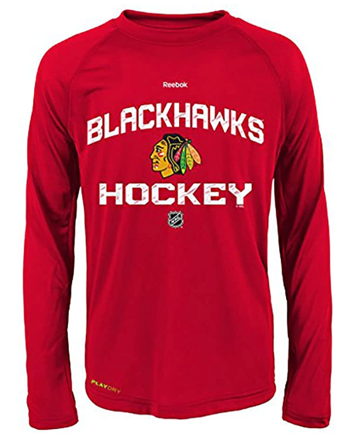 Youth Chicago Blackhawks Center Ice Dashed Speedwick PlayDry Long Sleeve T-Shirt - Pro Jersey Sports