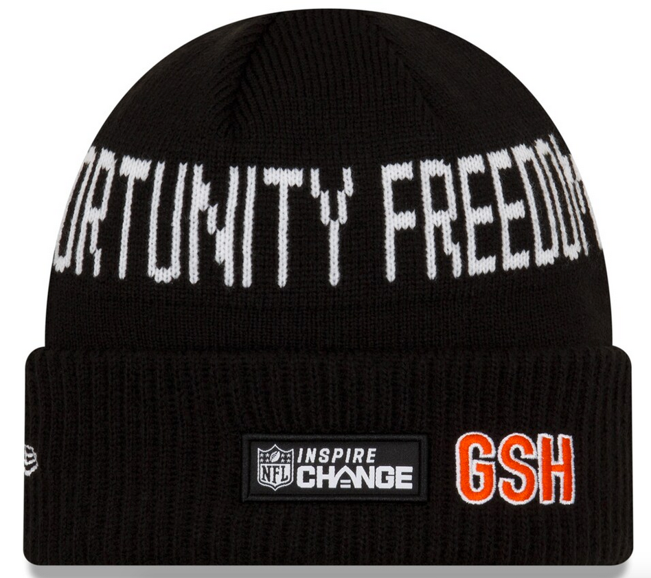 Men's New Era Black Chicago Bears Team Social Justice Cuffed Knit Hat-Bearhead - Pro Jersey Sports