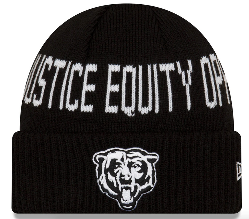 Men's New Era Black Chicago Bears Team Social Justice Cuffed Knit Hat-Bearhead - Pro Jersey Sports