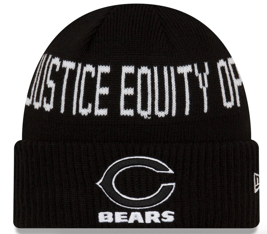Men's New Era Black Chicago Bears Team Social Justice Cuffed Knit Hat-"C Logo" - Pro Jersey Sports