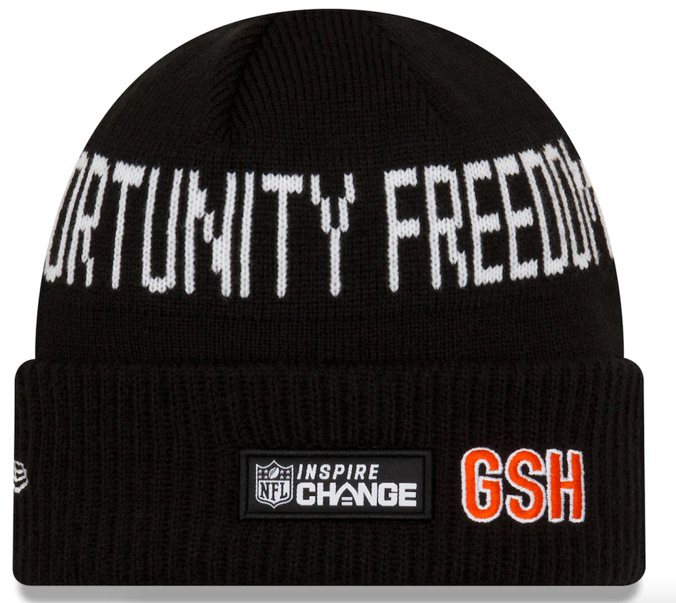 Men's New Era Black Chicago Bears Team Social Justice Cuffed Knit Hat-"C Logo" - Pro Jersey Sports