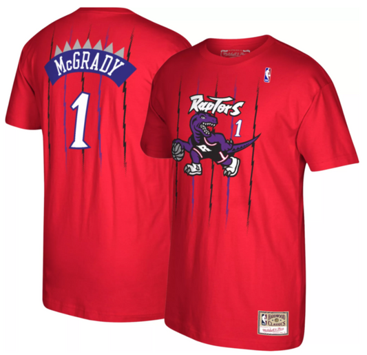 Men's Toronto Raptors Tracy McGrady Mitchell & Ness Red Reload Name & Number T-Shirt - Pro Jersey Sports