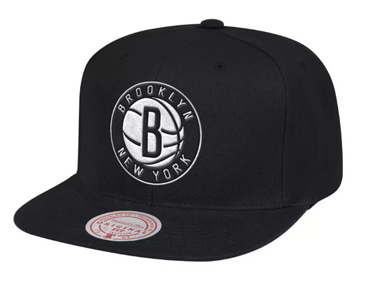 Men's Brooklyn Nets Mitchell & Ness Black Basic Core Wool Snapback Hat