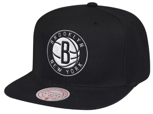 Men's Brooklyn Nets Mitchell & Ness Black Basic Core Wool Snapback Hat - Pro Jersey Sports