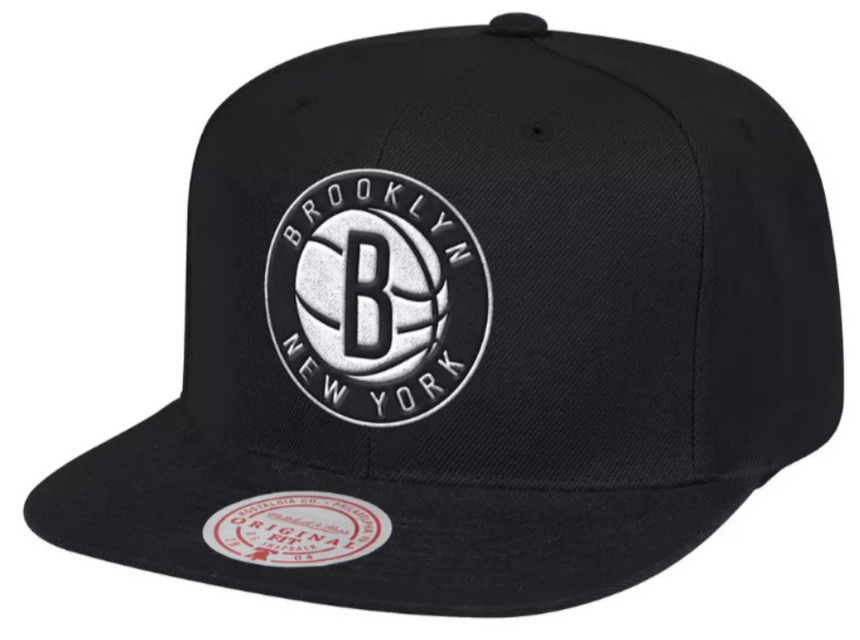 Men's Brooklyn Nets Mitchell & Ness Black Basic Core Wool Snapback Hat - Pro Jersey Sports