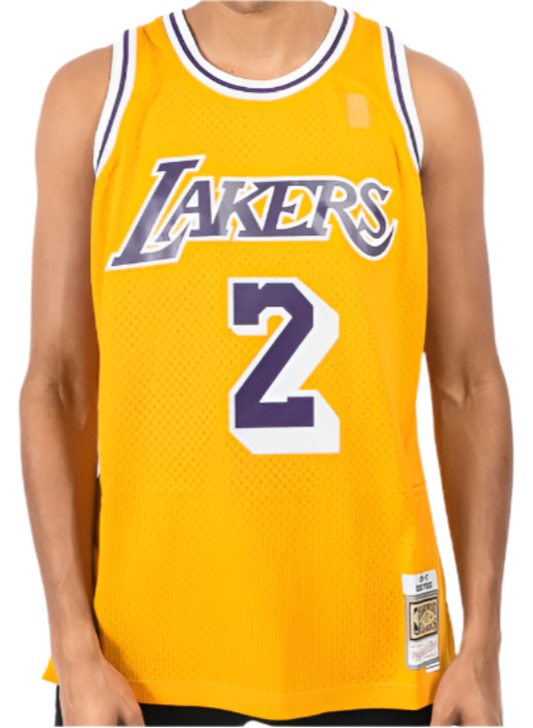 Men's Los Angeles Lakers Derek Fisher Mitchell & Ness Gold 1996-97 Hardwood Classics Swingman Jersey - Pro Jersey Sports