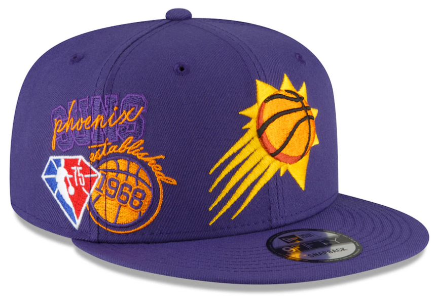 Mens Phoenix Suns NBA 2022 Back Half New Era Purple 9FIFTY Snapback Hat - Pro Jersey Sports