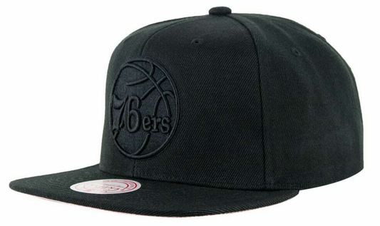 Philadelphia 76ers Mitchell & Ness Tonal Black Pink Moon Snapback Hat - Pro Jersey Sports