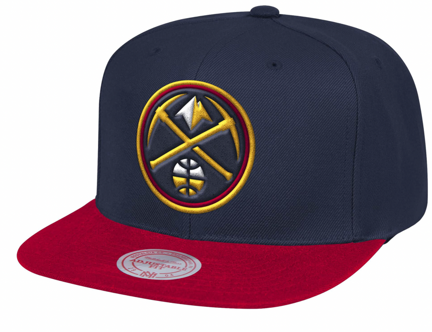 Mens NBA Denver Nuggets 2 Tone Navy/ Maroon Mitchell And Ness Basic Core Snapback Hat - Pro Jersey Sports