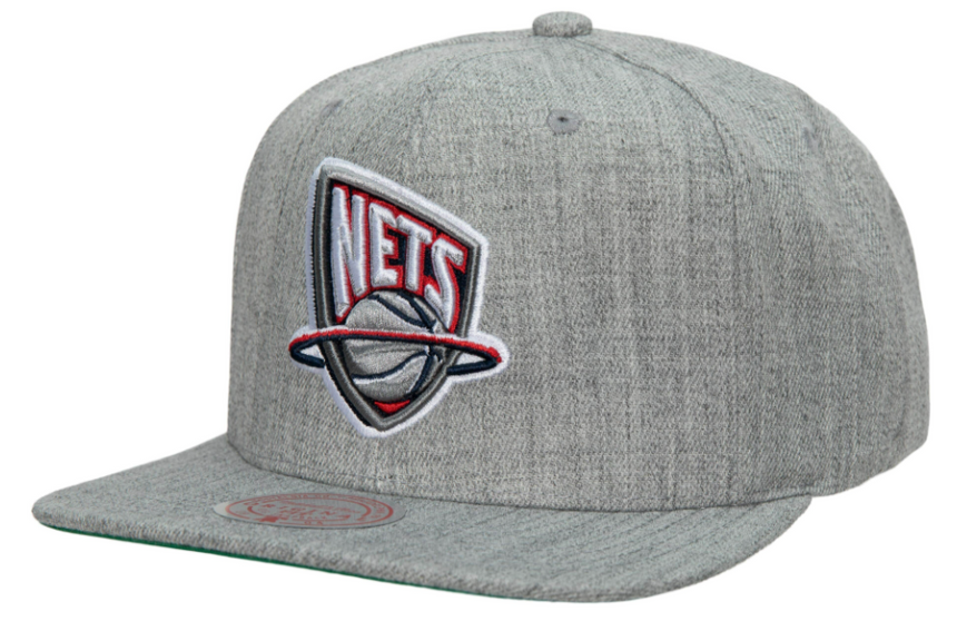 New Jersey Nets HWC Gray Heather 2.0 Mitchell & Ness Snapback Hat - Pro Jersey Sports