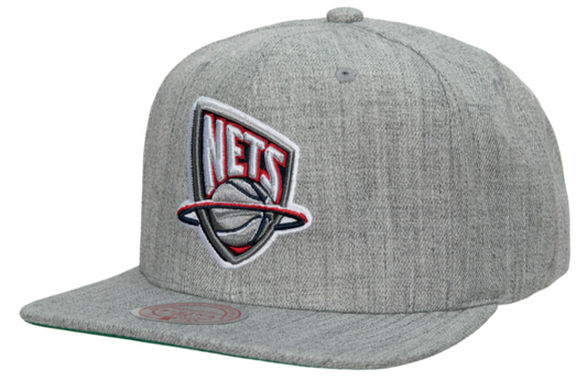 New Jersey Nets HWC Gray Heather 2.0 Mitchell & Ness Snapback Hat - Pro Jersey Sports