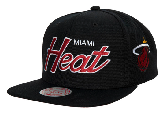 Miami Heat Team Script 2.0 Mitchell & Ness Snapback Hat