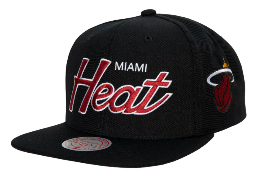 Miami Heat Team Script 2.0 Mitchell & Ness Snapback Hat - Pro Jersey Sports
