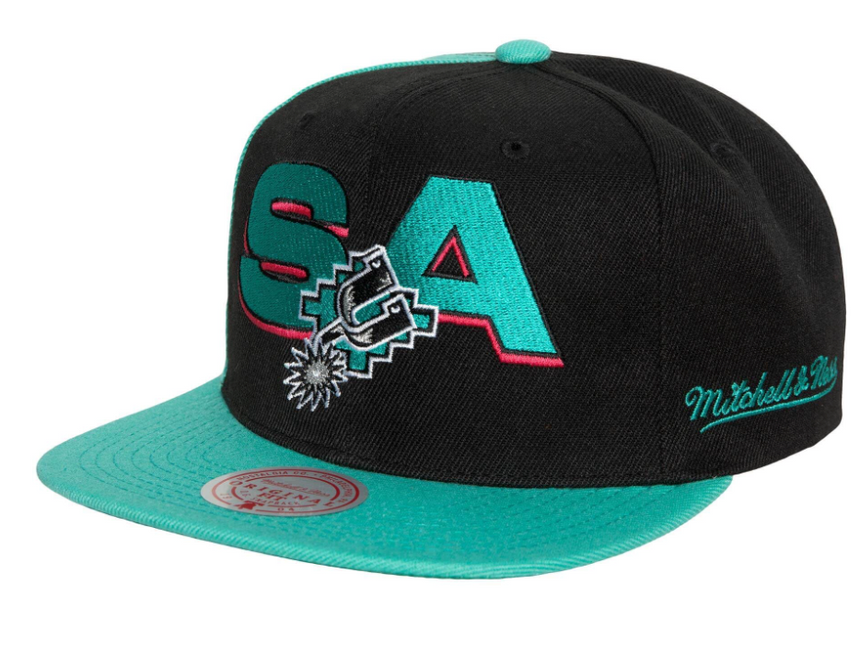 San Antonio Spurs NBA Rear Script Deadstock Mitchell & Ness Snapback Hat - Pro Jersey Sports