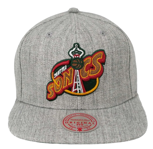 Seattle Sonics Team Gray Heathered HWC 2.0 Mitchell & Ness Snapback Hat