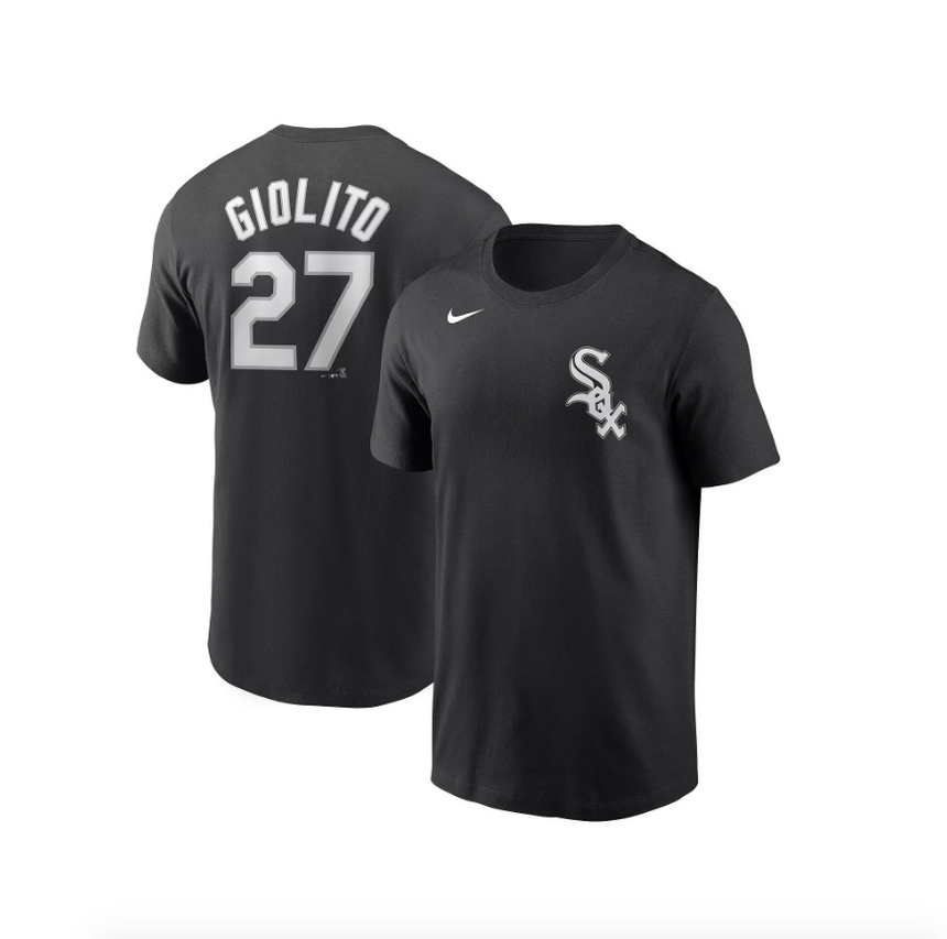 Men's Nike Lucas Giolito Chicago White Sox Black Name & Number T-Shirt - Pro Jersey Sports