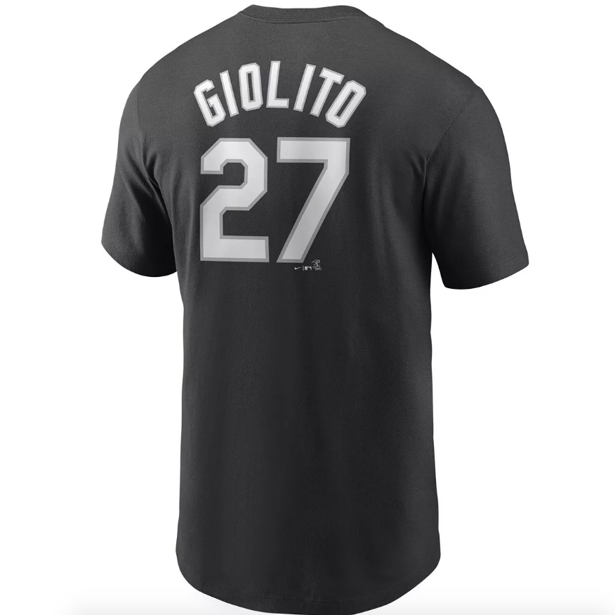 Men's Nike Lucas Giolito Chicago White Sox Black Name & Number T-Shirt - Pro Jersey Sports
