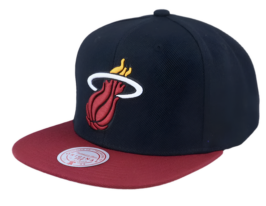 Men's Miami Heat Mitchell & Ness NBA Core Basic Black/Maroon Snapback Hat - Pro Jersey Sports