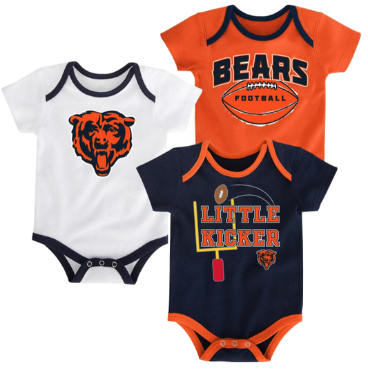 Chicago Bears Infant 3-Pack Tiny Fan Creepers - Pro Jersey Sports