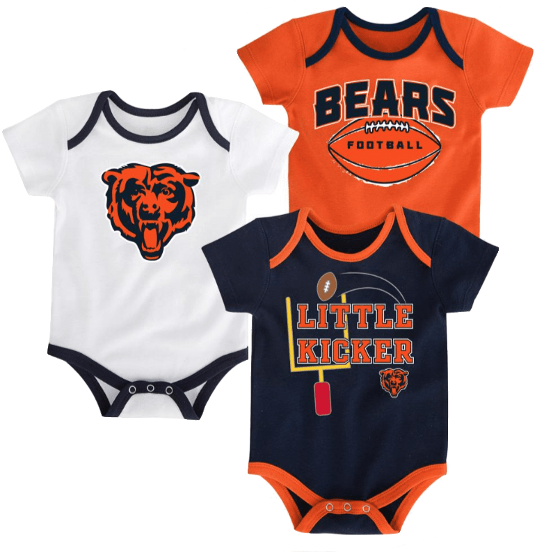 Chicago Bears Infant 3-Pack Tiny Fan Creepers - Pro Jersey Sports