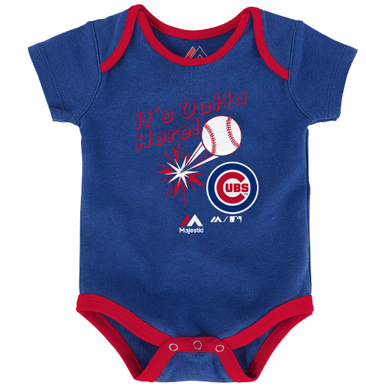 Newborn Chicago Cubs Home Run 3-Pack Bodysuit Set By Majestic - Pro Jersey Sports