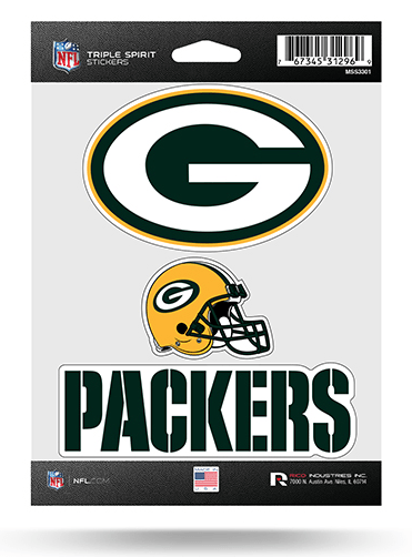 Green Bay Packers Triple Spirit Stickers By Rico - Pro Jersey Sports