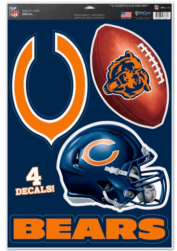 Chicago Bears 11X17 4 Pack Multi-Use Decals By Wincraft - Pro Jersey Sports