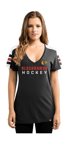 Women's Chicago Blackhawks Black Majestic Goal Cage Tee By Majestic - Pro Jersey Sports