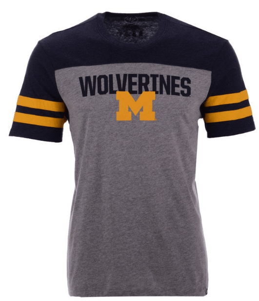 Men's Michigan Wolverines Versus Tri-Colored Tee By ’47 Brand - Pro Jersey Sports
