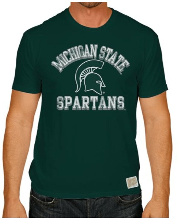 Men's NCAA Michigan State Spartans Washed Out Slub Tee By Retro Brand - Pro Jersey Sports
