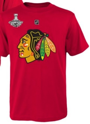 Men's Chicago Blackhawks Marian Hossa Red Reebok 2015 Stanley Cup Champions Name & Number T-Shirt - Pro Jersey Sports