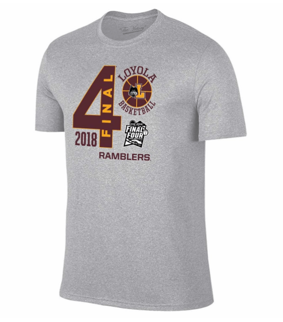 Mens Loyola Chicago Ramblers Adult Final Four Gray T-Shirt - Pro Jersey Sports