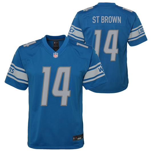 Youth Detroit Lions Amon-Ra St. Brown Nike Blue Game Jersey - Pro Jersey Sports