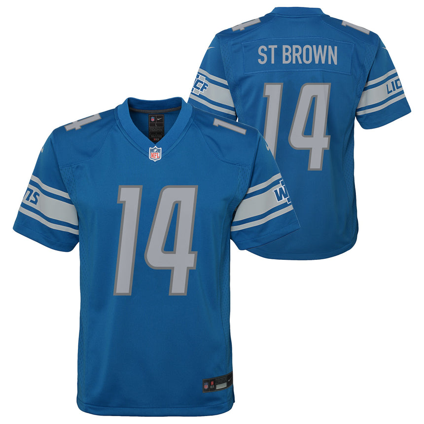 Youth Detroit Lions Amon-Ra St. Brown Nike Blue Game Jersey - Pro Jersey Sports