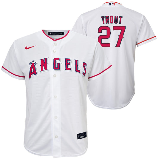 Youth Los Angeles Angels Mike Trout Nike White Home Replica Player Jersey - Pro Jersey Sports