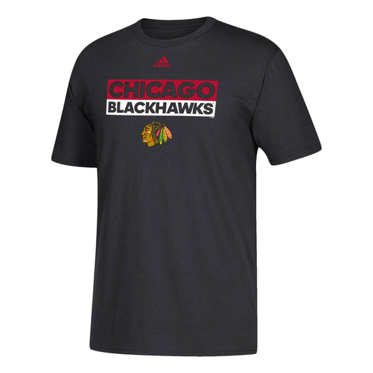 Mens Chicago Blackhawks Adi Box Go To Adidas Black Tee - Pro Jersey Sports