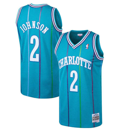 Men's Mitchell & Ness Larry Johnson Charlotte Hornets Teal 1992-93 Hardwood Classics Swingman Jersey - Pro Jersey Sports