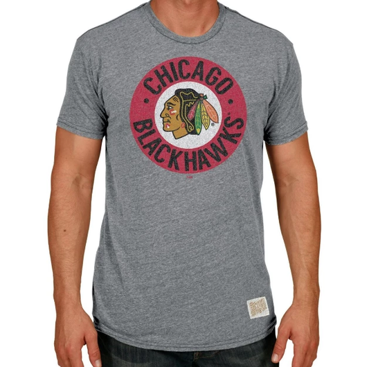 Men's Chicago Blackhawks Retro Brand Gray Circle Logo Tee - Pro Jersey Sports