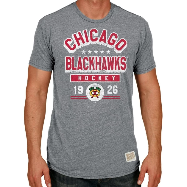 Men's Chicago Blackhawks Gray Billboard Textured Tri Blend Tee - Pro Jersey Sports