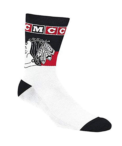 Chicago Blackhawks CCM NHL Logo Men's Crew Length White Socks - Pro Jersey Sports
