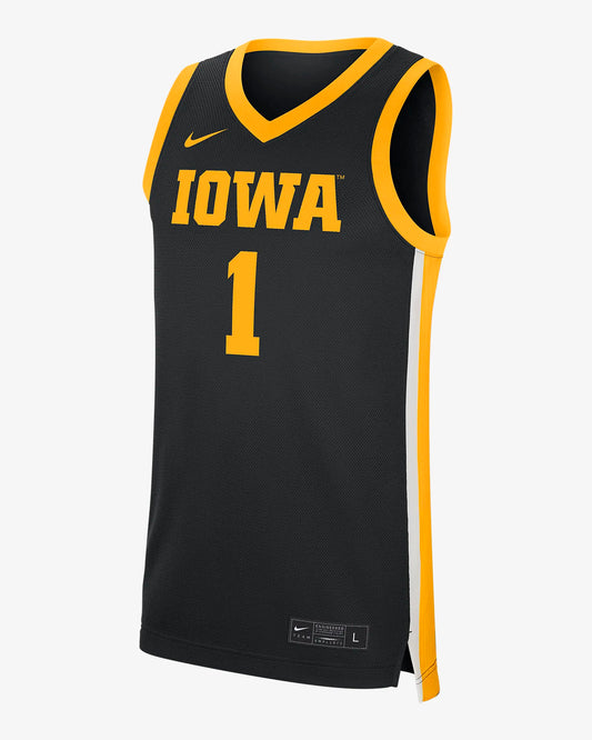 Men's NCAA Iowa Hawkeyes Black #1 Replica Basketball Jersey