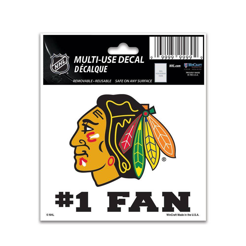 CHICAGO BLACKHAWKS #1 FAN MULTI-USE DECAL 3" X 4" - Pro Jersey Sports