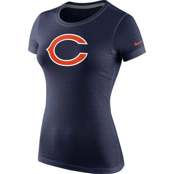 Women's Chicago Bears Blue Logo Cotton Crew T-Shirt - Pro Jersey Sports