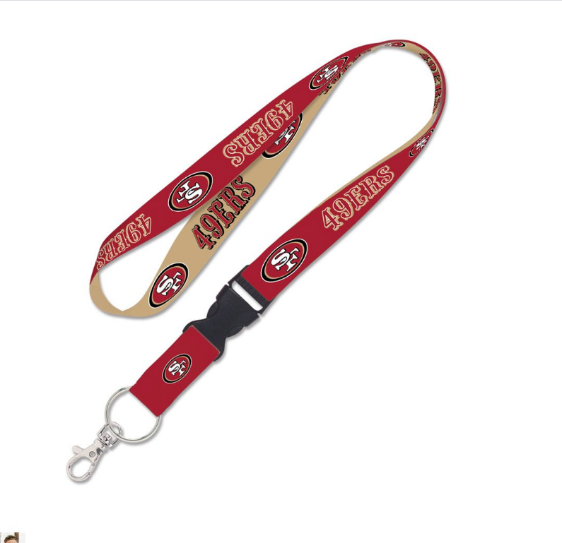 San Francisco 49ers Double Sided Lanyard With Detachable Buckle By Wincraft - Pro Jersey Sports