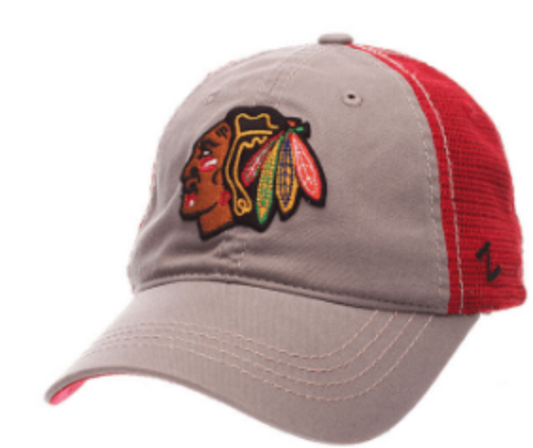 ZHATS NHL Chicago Blackhawks Men's Gray/Red Stratus Mesh Hat - Pro Jersey Sports