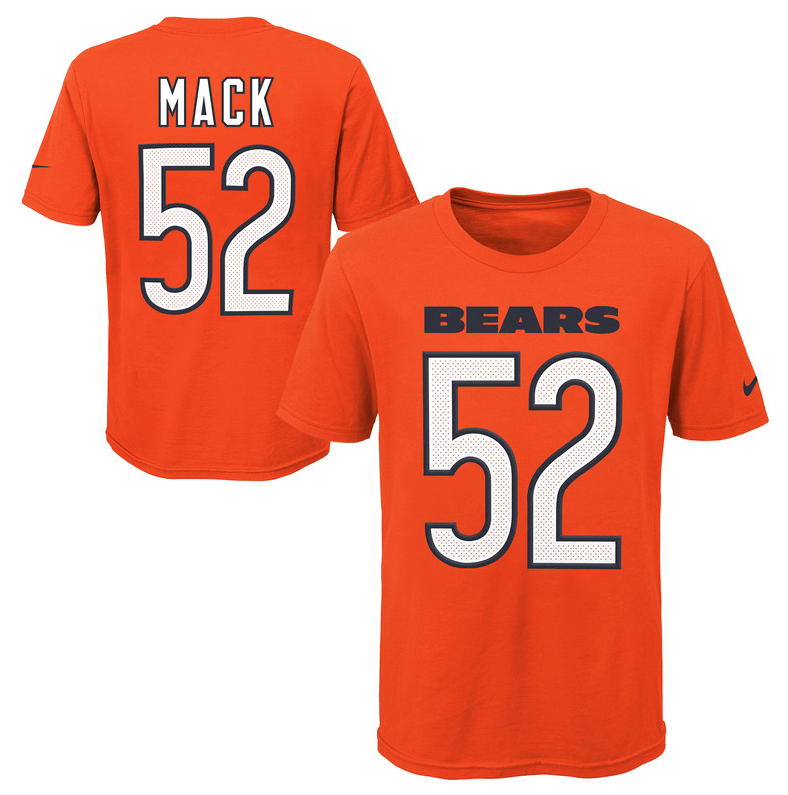 Youth Chicago Bears Khalil Mack Nike Orange Player Game Team Name & Number T-Shirt - Pro Jersey Sports