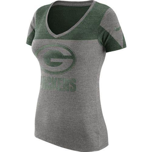 Women's Green Bay Packers Champ Drive 2.0 Tri Tee, Gray/Green-Nike - Pro Jersey Sports