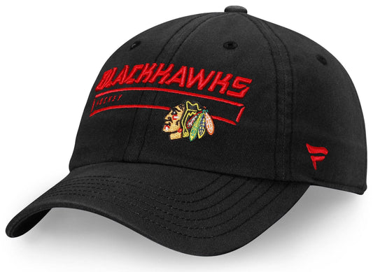 Men's Chicago Blackhawks Fanatics Branded Black Authentic Pro Rinkside Fundamental Adjustable Hat - Pro Jersey Sports