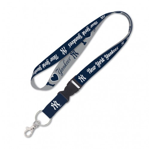 New York Yankees Heart Slogan 1" Lanyard With Detachable Buckle - Pro Jersey Sports